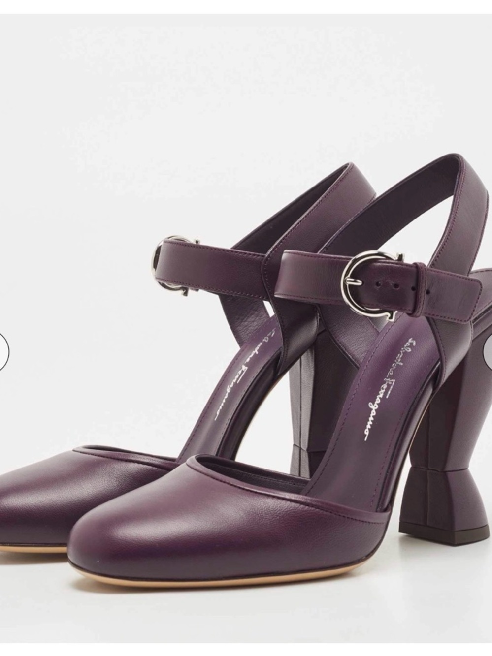 Salvatore Ferragamo Plum Leather Gazania Pumps